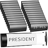 Therwen 25 Pcs Aluminum Office Name Plate Holder for Door Wall Mount 8'' x 3'' Business Sign Holder Office Door Sign Sturdy Curved with Plastic Film and Adhesive Tape (Black)