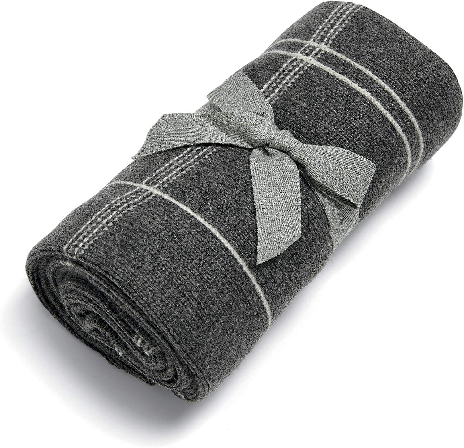 Mamas & Papas Small Knitted Blanket Grey Check - Image 3