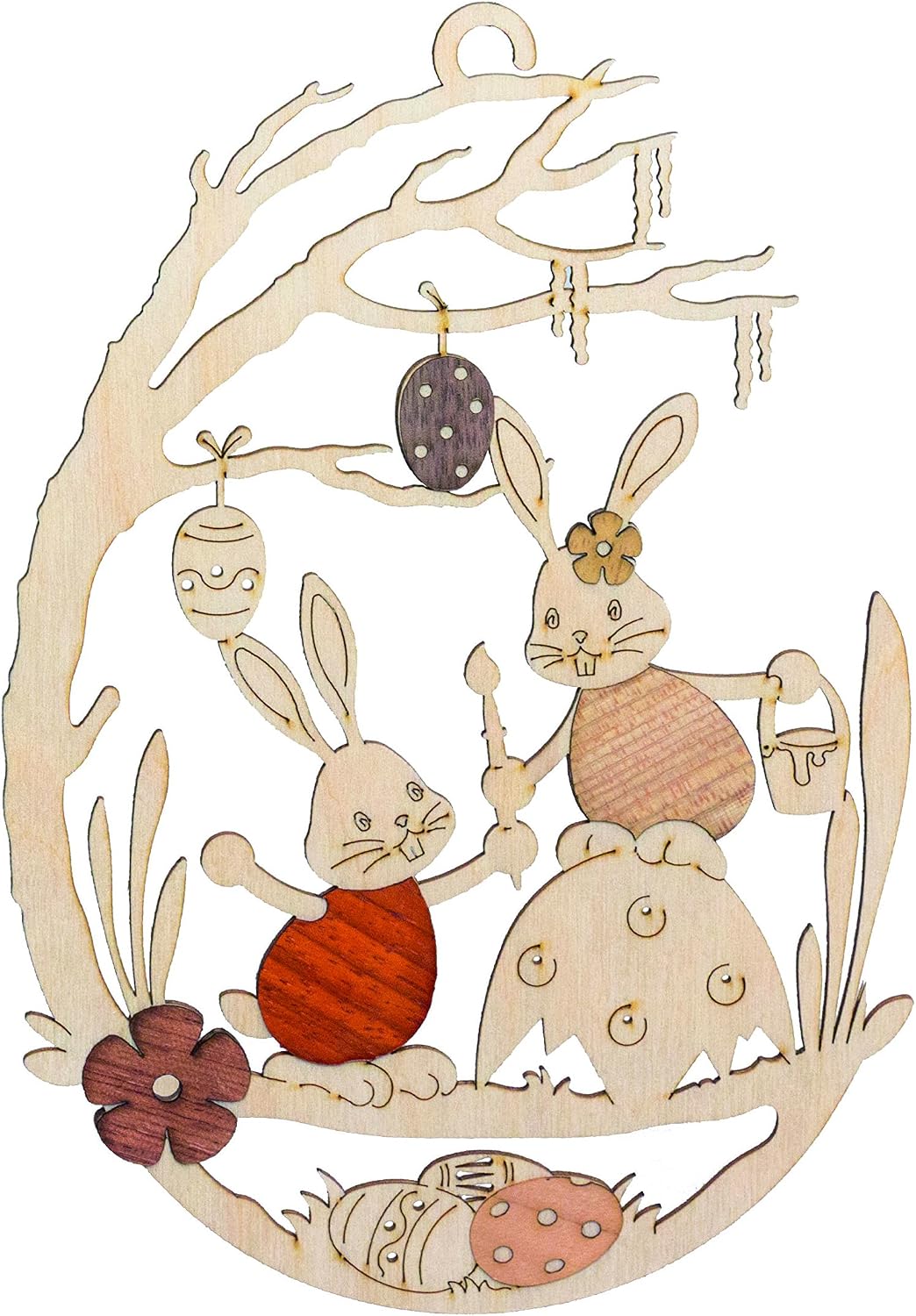 Drechslerei Kuhnert Window picture Snubby Bunny on eggshell - 25cm / 9.8inch, Black, 25L x 25W cm