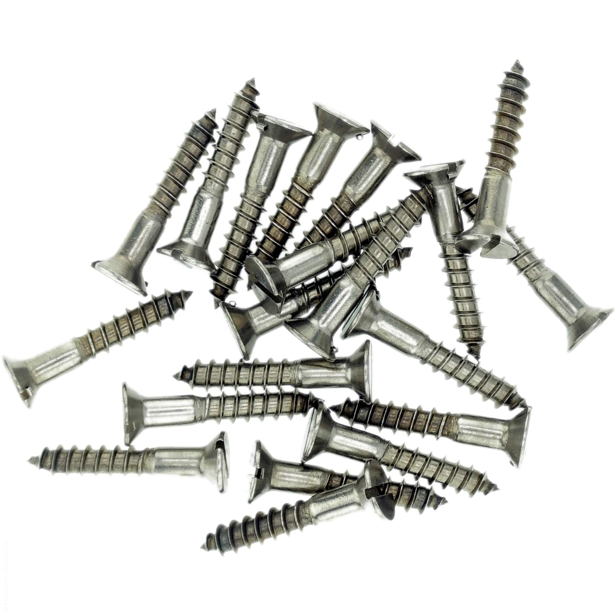 No.4 x 0.63 (3.0mm x 16mm) Slot Countersunk Wood Screw - Stainless Steel (A2) (Pack of 20)