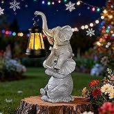 Solar Elephant Garden Statue with LED Lights - Waterproof Outdoor Decor for Patio, Yard, Balcony - Unique Elephant Gifts for Women, Mom, Grandma - Birthday, Mother’s Day, Housewarming Gift