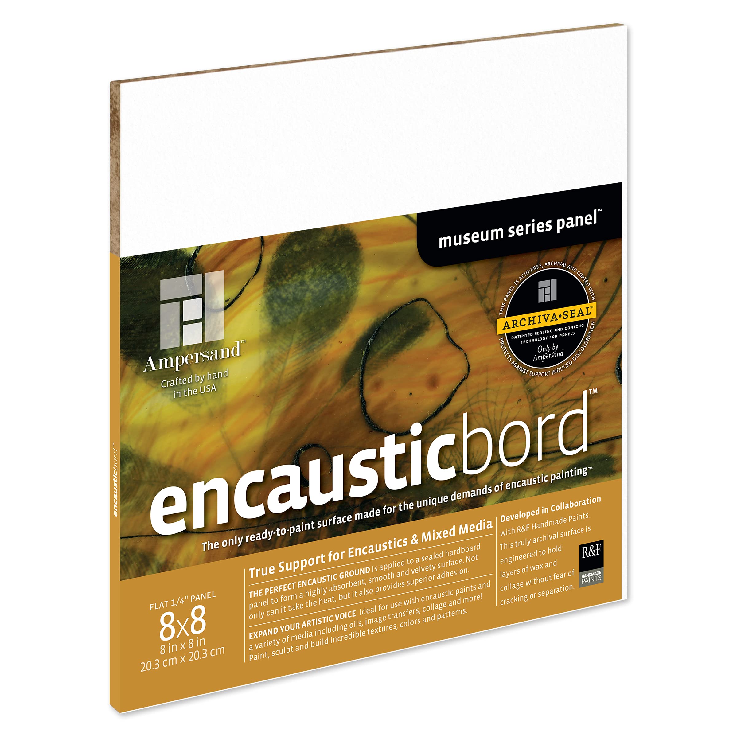 Ampersand Art Supply Wood Painting Panel: Museum Series Encausticbord, 1/8 Inch Depth, 8" x 8"