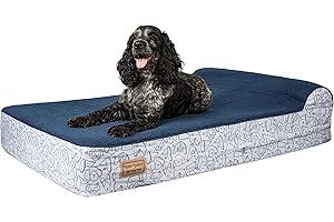 Harry Barker Premium Waterproof Orthopedic Pet Bed, 11" Thick, Three Layers of Foam, Waterproof Liner, Removable Washable Cover, Bolster Pillow, Warranty Guaranteed