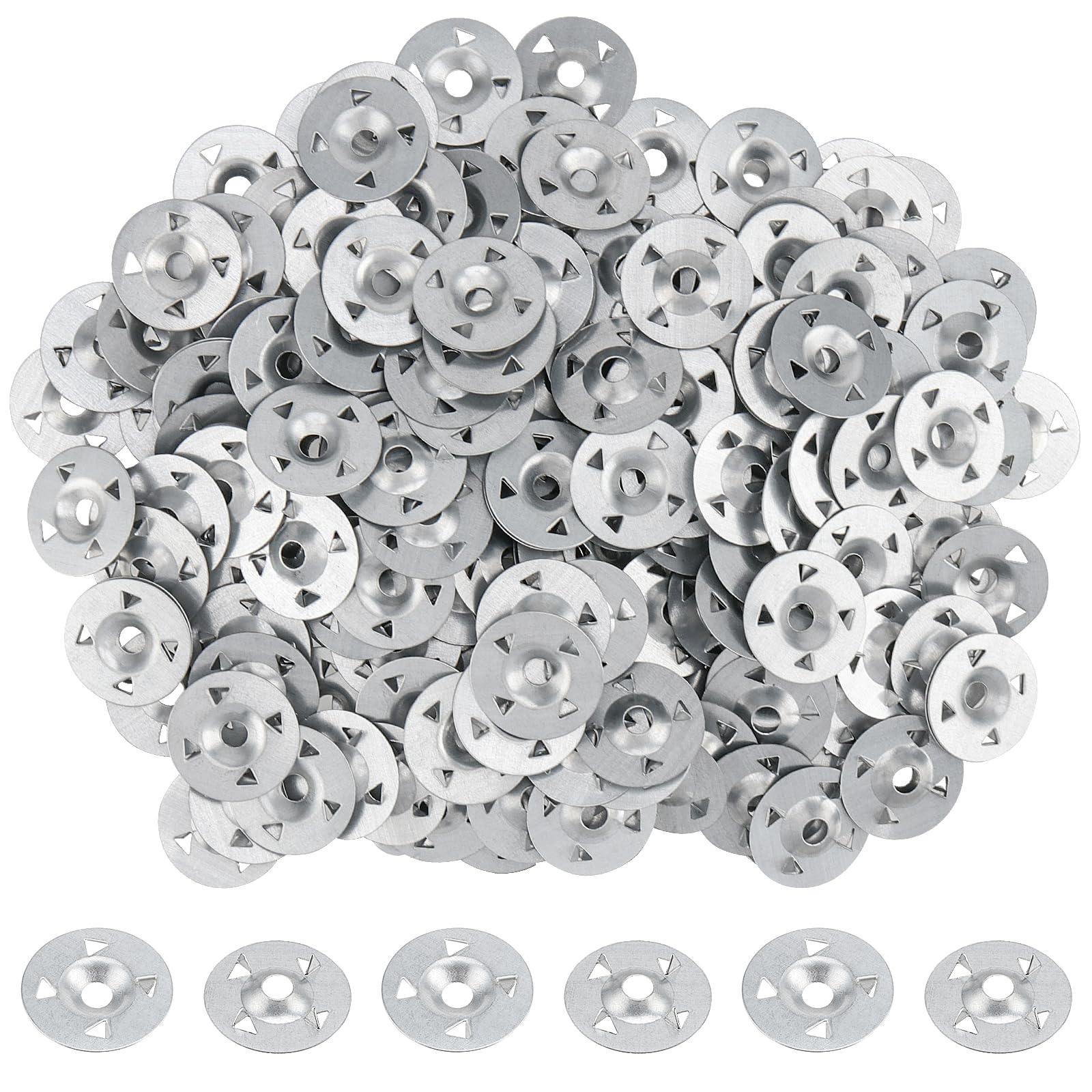 HAKZEON 600 Pcs 28mm Easy Fix Washers, 4 Claw Galvanised Steel Fixing Washers Set, Metal Washer Nail Gaskets Bulk for Insulation Thermoboard Tile Backer Boards
