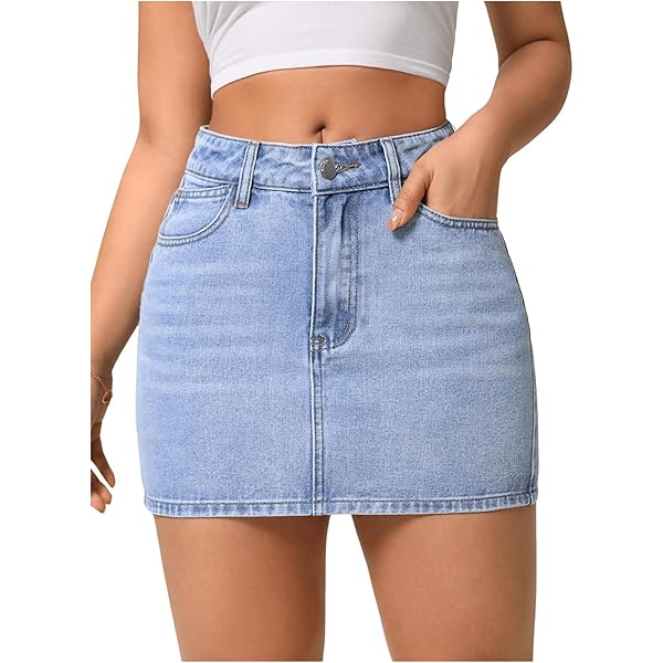 Amazon High Waisted Light Denim Skirt WABOOOB Long Skirt Patchwork