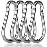 4PCS 5.5inch Spring Snap Hooks Carabiner, M12 Large Carabiner Clip, Heavy Duty Quick Link for Camping, Swing, Hammock, Hiking, Fishing, Gym, 1200LBS