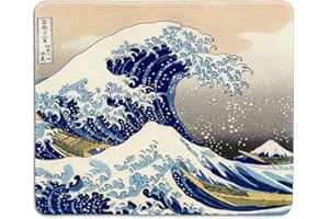 dealzEpic - Art Mouse Pad - Natural Rubber Mouse Pad w/ Printing The Great Wave by Japanese Artist Hokusai - Stitched Border 