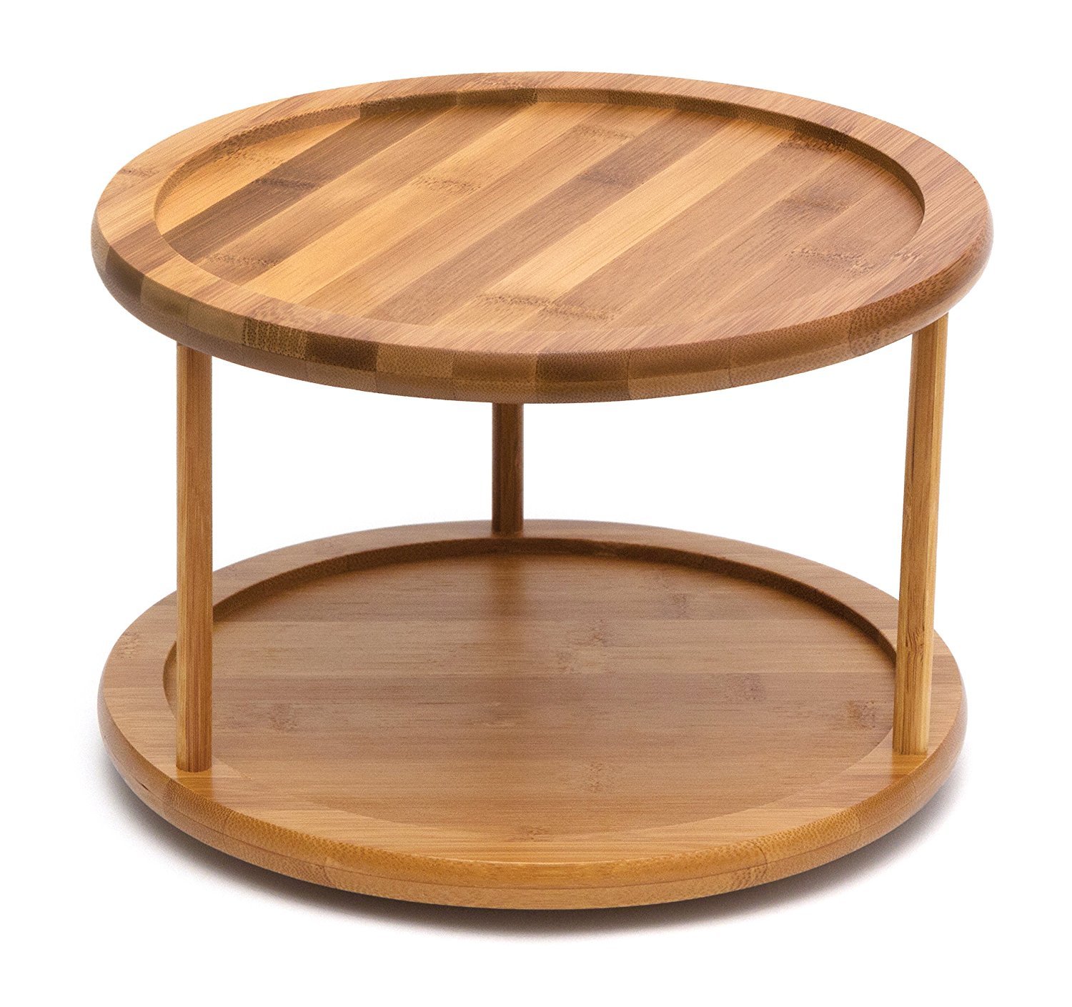 YBM HOME 2 Tier Bamboo Wooden Lazy Susan Turntable 10 Inch Diameter 479