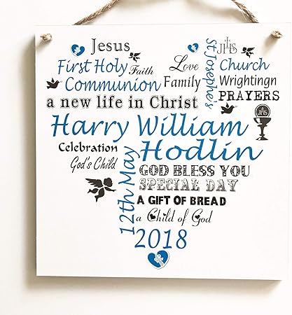 Missyjulia Ltd W199 Targa Personalizzata Per La Prima Comunione O Cresima A Forma Di Cuore In Confezione Regalo Amazon It Casa E Cucina