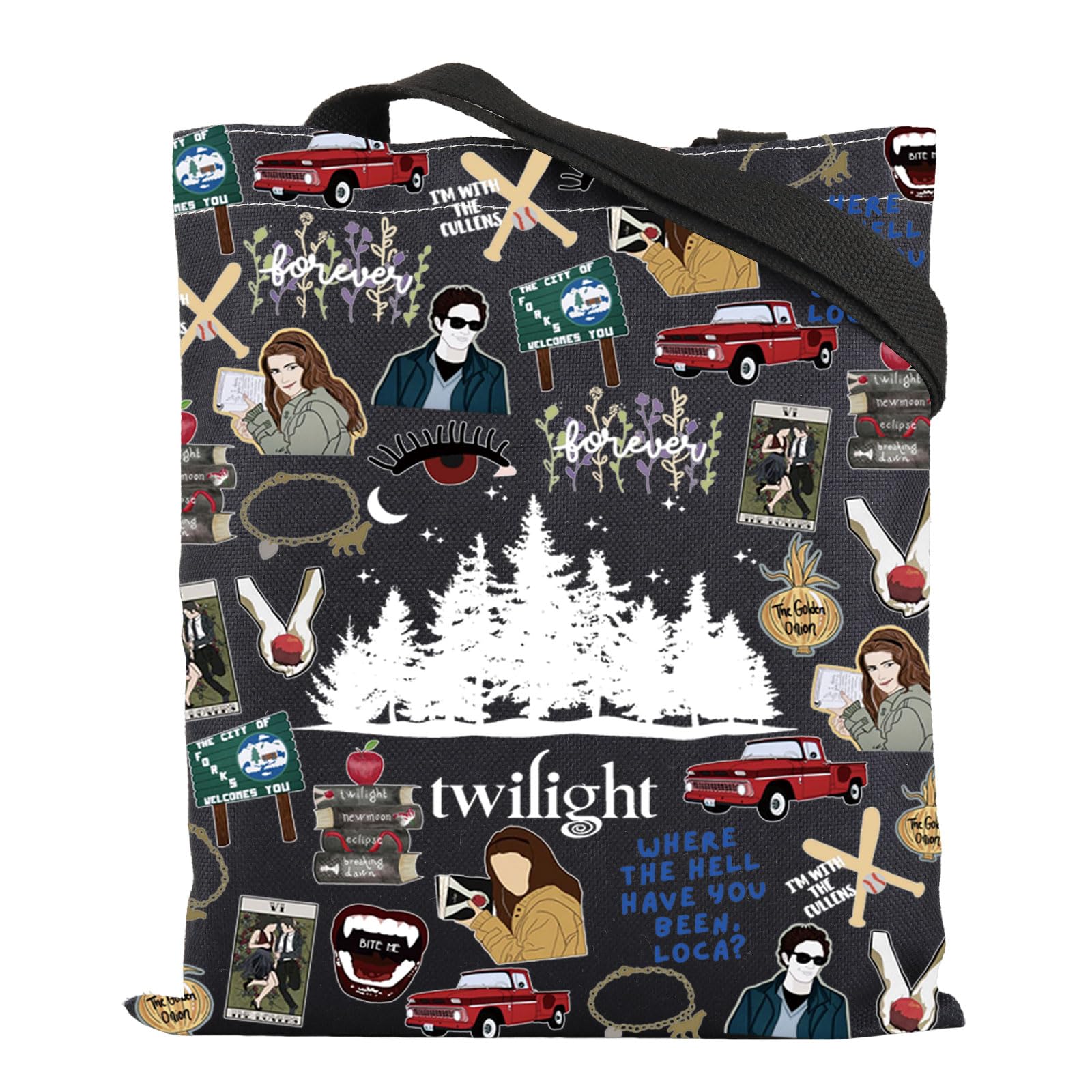 Twilight Edward's Girl Forks Vampire Lover Tote Bag - City Of Forks Inspired Gift (Black)