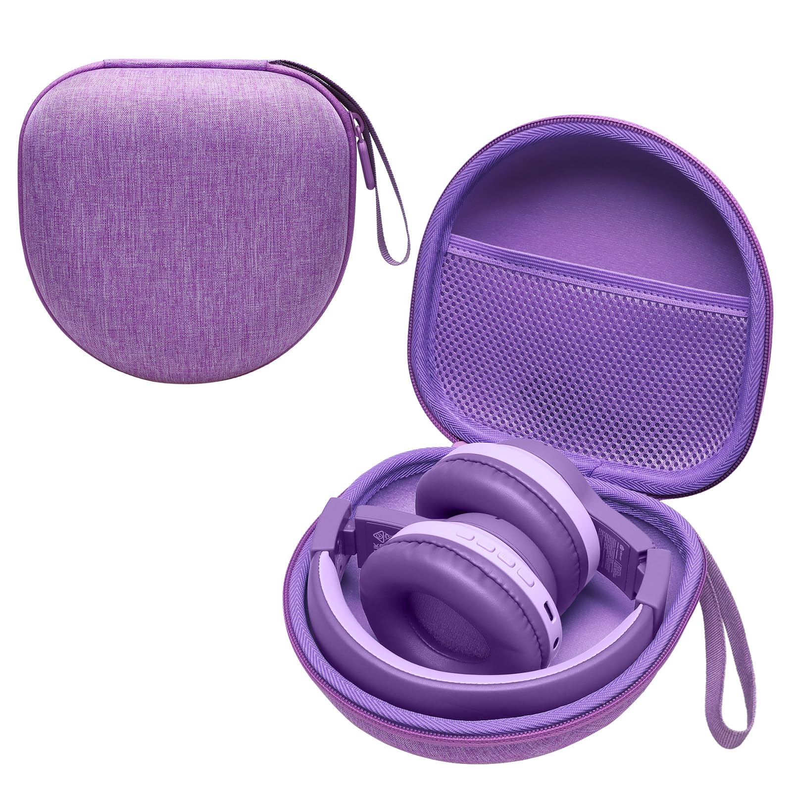Photo 1 of Kids Headphones Case Compatible with iClever BTH12 / HS19 / BTH26 / JoySpark-T5 / Candy Bila BH03 / EarFun/IMYB/MIDOLA MD-B01 / noot Products Foldable Kids Headphones, Purple (Case Only)