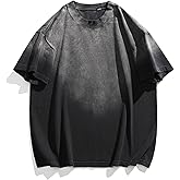 BLACKARMADA Unisex Cotton T Shirt Gradient Dyeing T Shirts Loose Fit Vintage T-Shirt Oversized Streetwear for Outdoor Wear