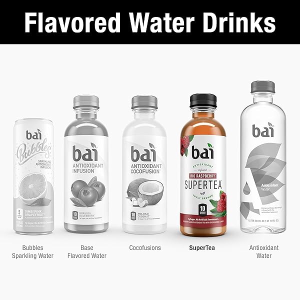 BAI ICED TEA, RIO RASPBERRY, ANTIOXIDANT INFUSED SUPERTEA, CRAFTED WITH REAL TEA (BLACK TEA, WHITE TEA), 18 FL OZ (PACK OF 12)