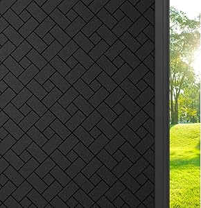 rabbitgoo Total Blackout Window Film Privacy, Sun Light Blocking Window Tinting Film for Home, Static Cling Room Darkening Window Sticker for Day Sleep, Anti UV Black Glass Cover(17.5 x 78.7 inches)