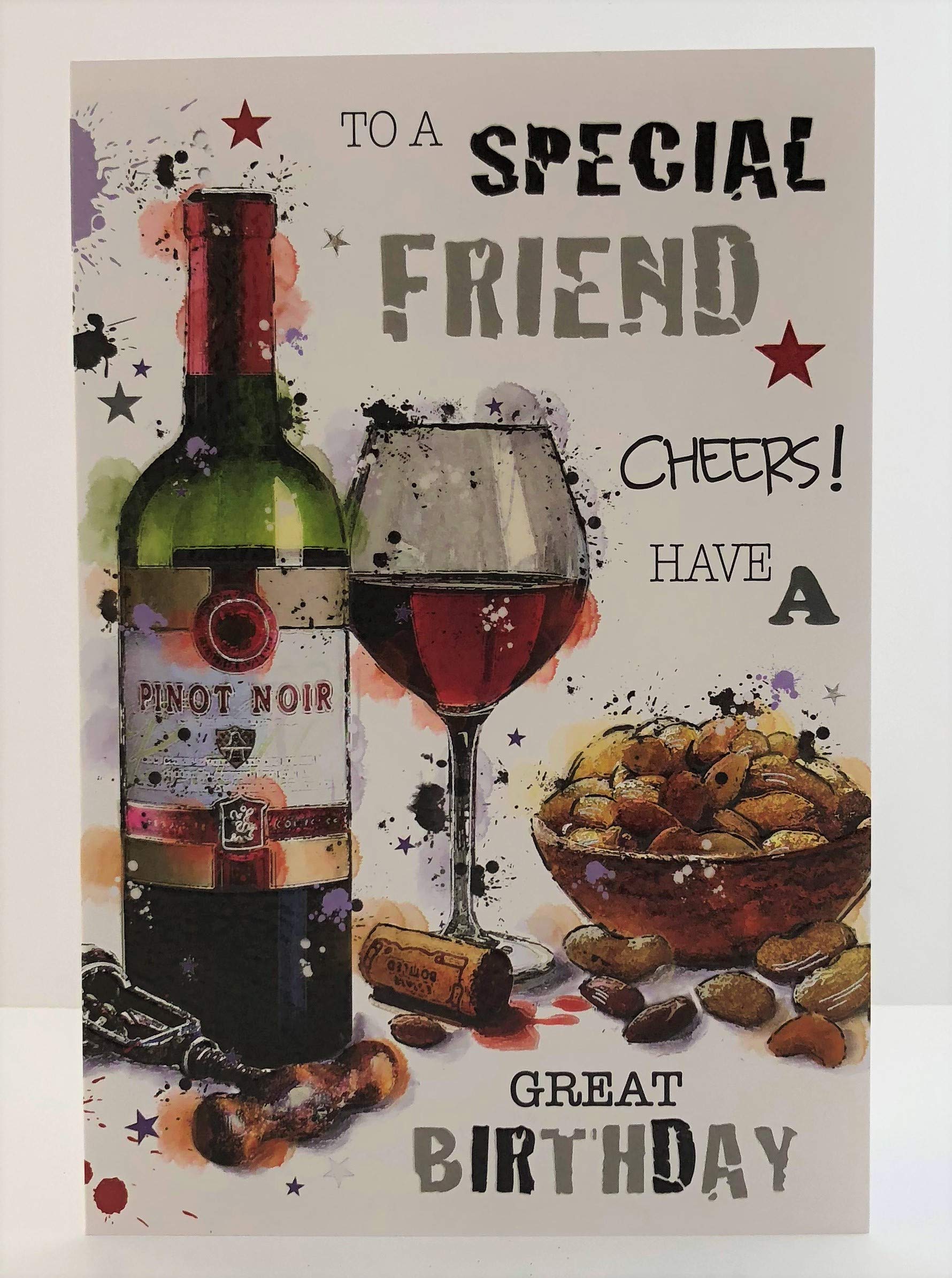 Jonny Javelin Male Special Friend Cheers Have A Great Birthday Card - Red Wine