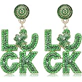 St. Patrick's Day Earrings Shamrock Earrings for Women, Sparkling Rhinestone Lucky Irish Earrings, Green Beaded Dangle Earrings St. Patrick's Day Accessories Gifts