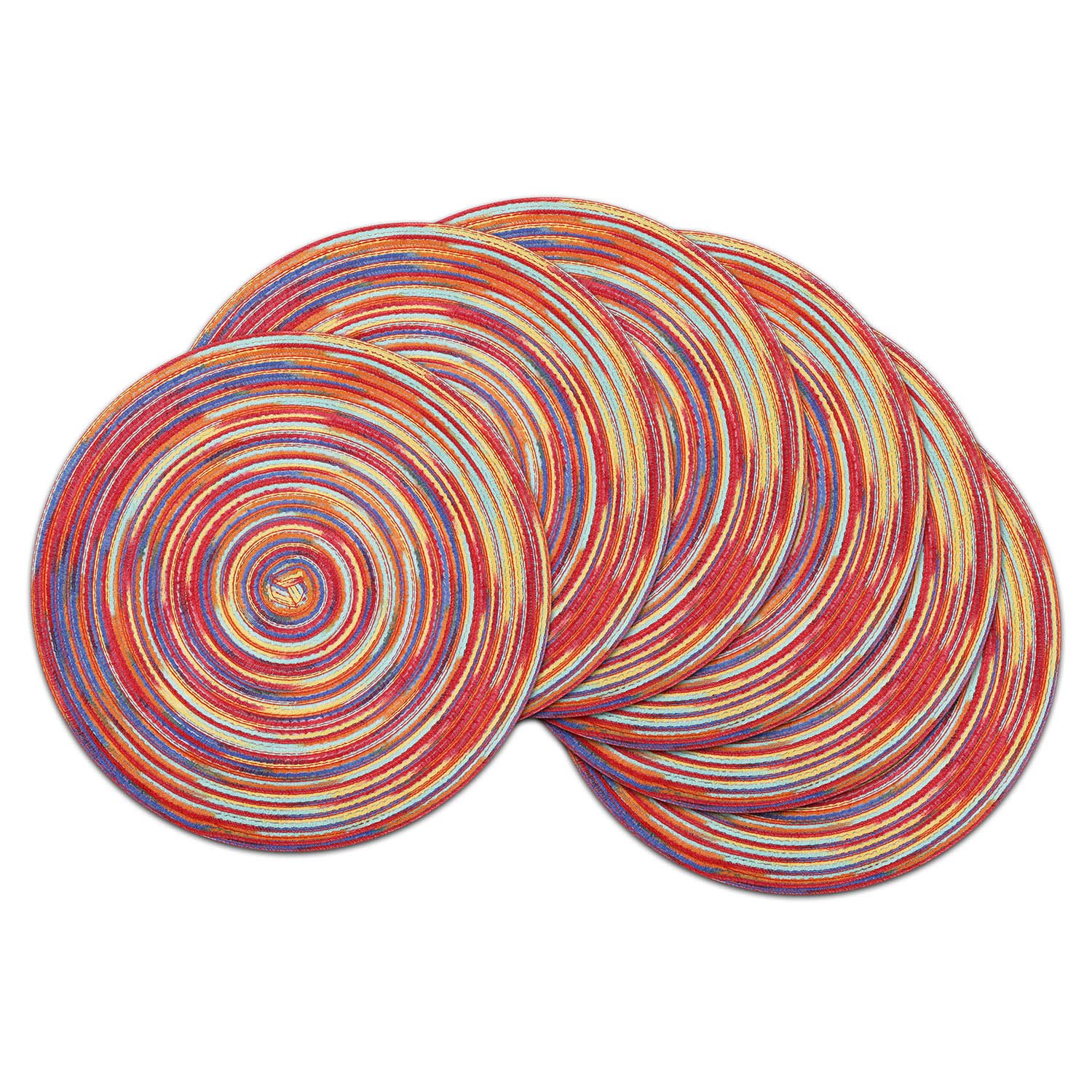SHACOS Round Placemats Set of 6 Washbale Table Mats Heat Resistant Round Braided Woven Placemats Red Table Placemats for Kitchen Indoor Outdoor Home Restaurant
