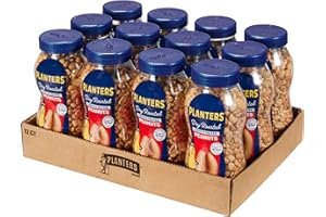 PLANTERS Peanuts, Dry Roasted Peanuts, Lightly Salted Snack Mix, Snacks for Adults - 16 oz. Jars, Pack of 12 PLANTERS Nuts