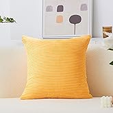 Home Brilliant Mustard Yellow Throw Pillow Cover 18x18 Decorative Plush Corduroy Striped Spring Decor Throw Pillow Cushion Cover for Couch Bed Decor, 18 x 18 (45x45), Sunflower Yellow