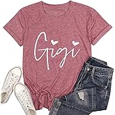 ALLTB Gigi Shirts Women Gigi Heart Graphic Tshirts Cute Grandma Shirt Nana Gifts Tops Casual Holiday Short Sleeve Tee
