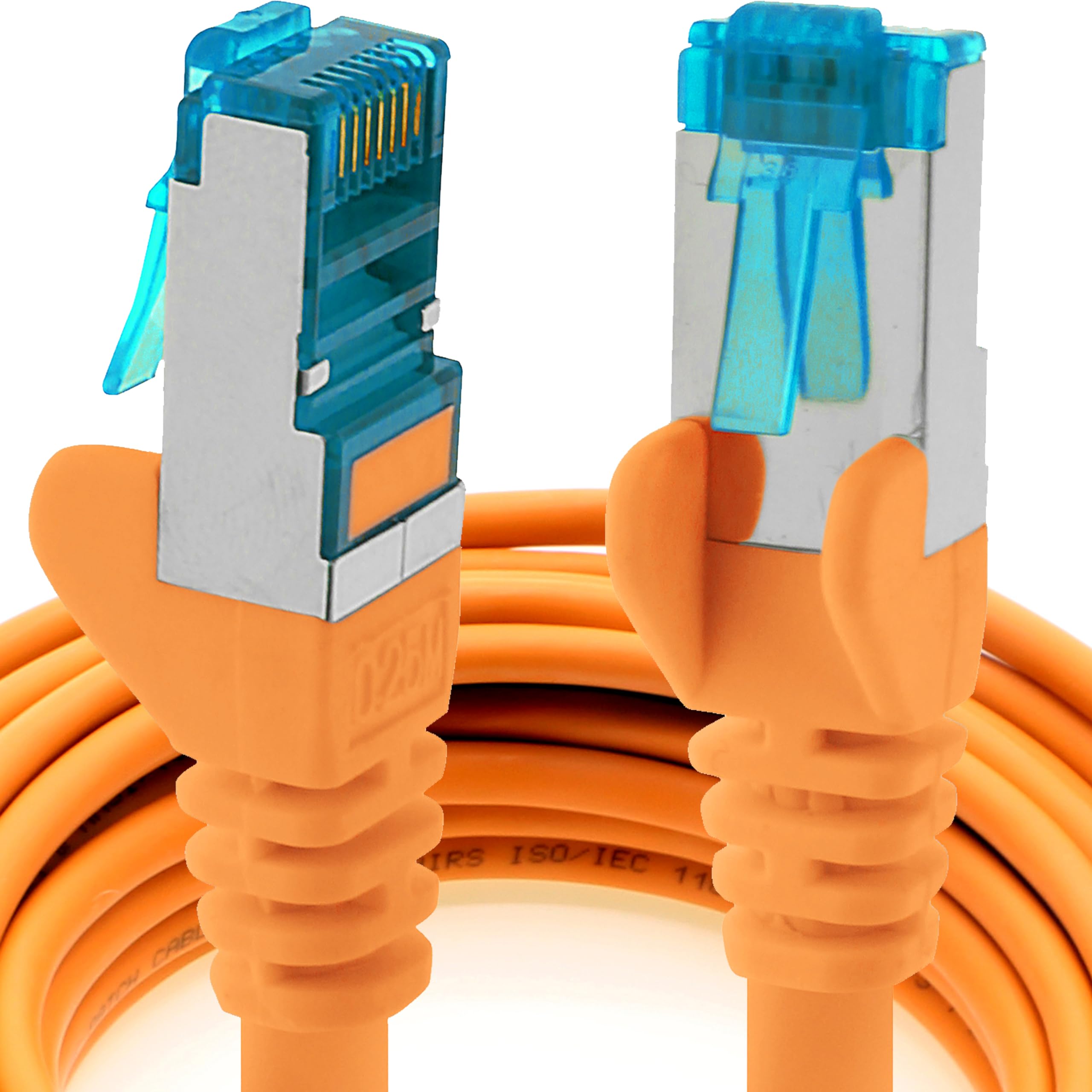 1aTTack.de 1m - CAT6a - network cable orange - 1 piece CAT 6 A patch cable 10000 Mbit s SFTP PIMF 500 MHz compatible with CAT5 CAT6 CAT7 DSL Internet Switch Router
