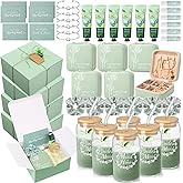 Teenyyou 60 Pcs Bridesmaid Proposal Gifts Bridesmaid Box Set Maid of Honor Gifts Wedding Bridal Shower Include Jewelry Box Glass Cup Scrunchies Hair Knotted Bracelets Hand Cream Lip Balm Cards(Green)