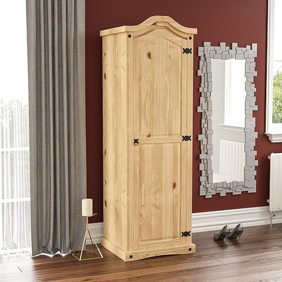 Vida Designs Corona Wardrobe, 1 Door, Solid Pine Wood, Solid Pine Wood