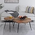 COZAYH 2-Piece Rustic Farmhouse Accent Coffee Table Set,Splicing Petal Farmhouse Nesting Coffee Tables for Living Room, Bedro