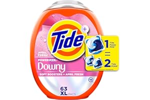 Tide Power PODs + Downy Laundry Detergent Pods, 63 Count, Soft Boosters + April Fresh
