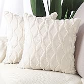 MADIZZ Set of 2 Soft Polyester Short Wool Velvet Decorative Throw Pillow Covers 20x20 inch Beige Square Luxury Style Cushion Cases Pillow Shell for Sofa Bedroom
