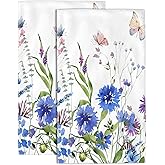 Wotinsi Hand Towels Set of 2 Wildflowers and Butterfly Towels for Bathroom Soft Absorbent Decorative Hand Bath Towels Dish Towels for Kitchen Sports Gym Yoga Home Decor 14 x 28 in
