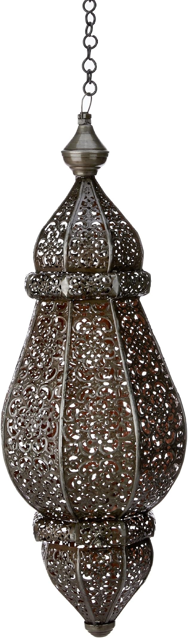 Anasa Decor Decorative Hanging Moroccan Metal Lantern (22.86 cm x 22.86 cm x 56 cm, Brown)