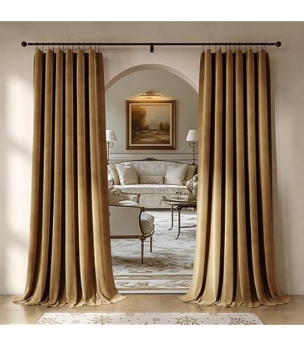 ANRODUO Beige Velvet Blackout Curtains – Thermal Insulated Room Darkening Drapes For Bedroom & Living Room (42x63 Inch, Set Of 2)