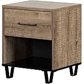 South Shore Arlen 1-Drawer Nightstand Weathered Oak, Farmhouse