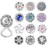 MJartoria Interchangeable Snap Buttons Centerpiece Rhinestone Eye Glass Holding Brooch (12pcs Blue-Rhinestone)