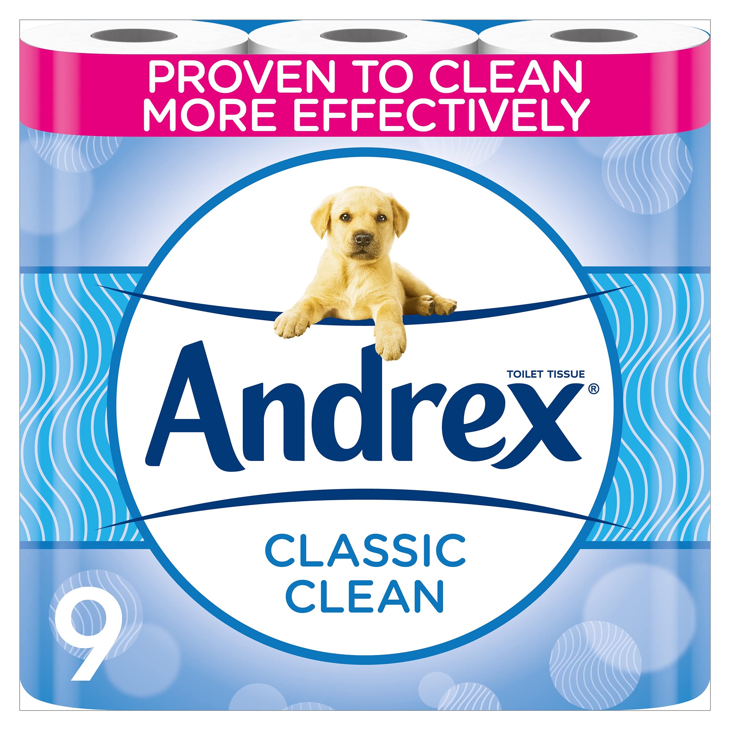 Andrex Classic Clean Toilet Tissue, Pack of 9