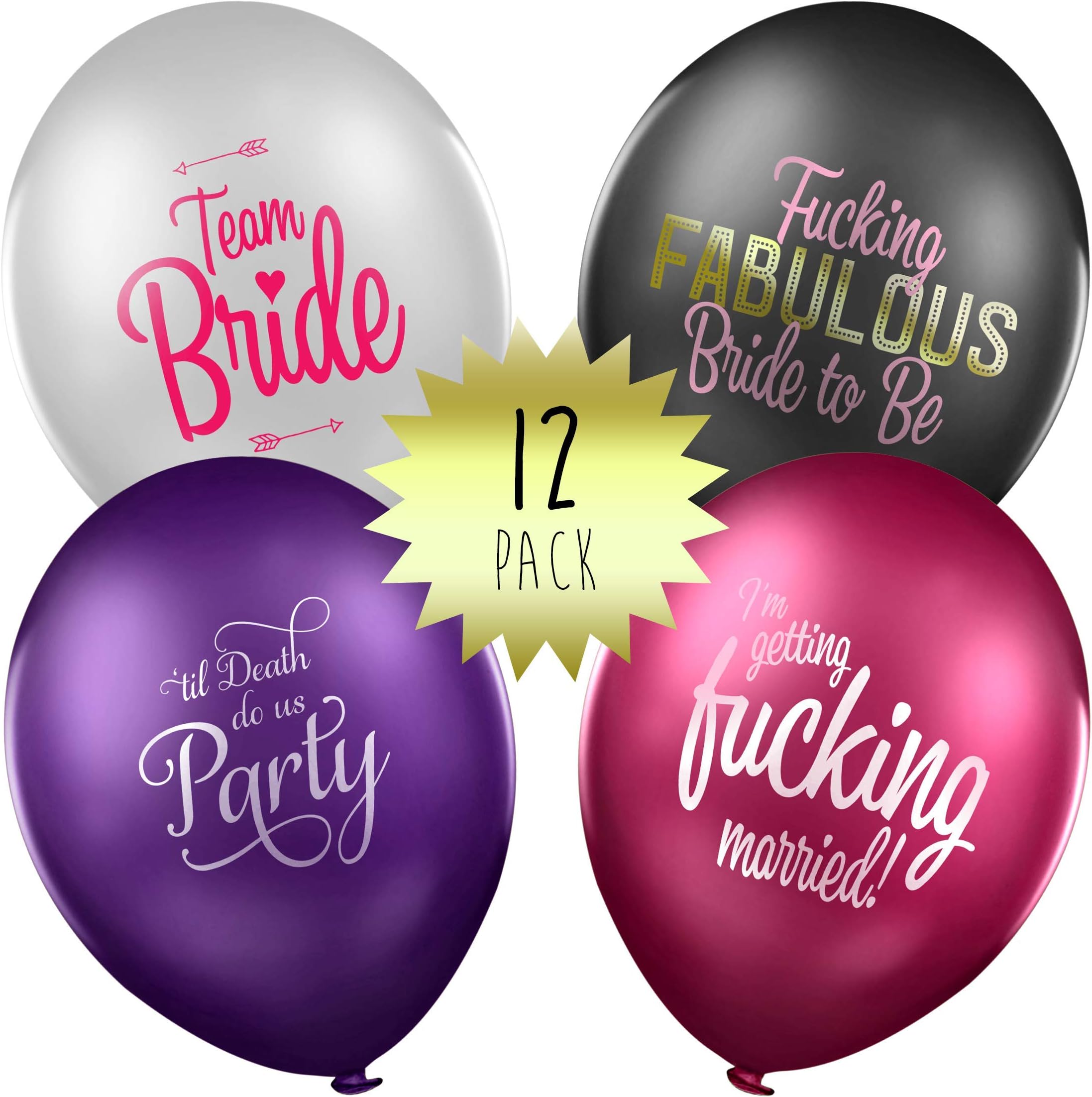 Hen Party Decorations - Funny Rude Hen Night Balloons for your Hen Do - 12 Pack