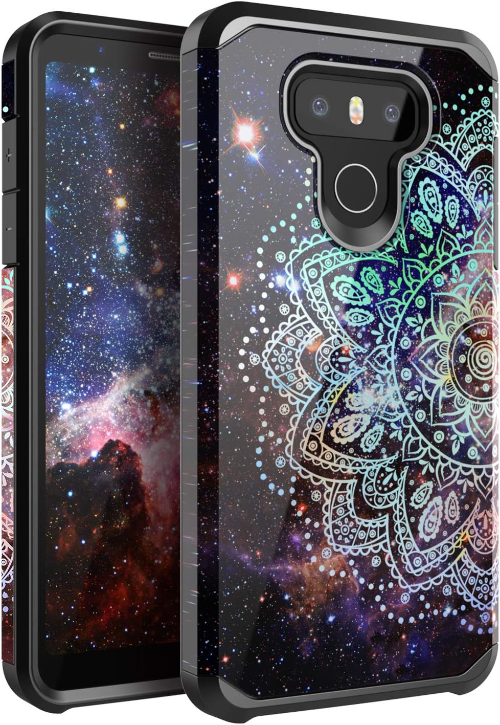 LG G6 Case,Nicelycase Heavy Duty Shockproof Protection Hard Plastic+Silicone Rubber Hybrid Protective Phone Case-Mandala in Galaxy