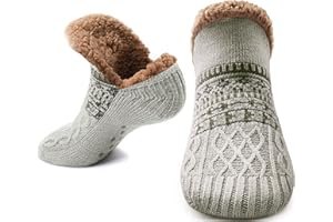 BROOLOO Stocking Stuffers for Adults Men Women: Fuzzy Slipper Socks with Grips Winter Thick Warm Cabin Thermal Socks Comfy Non Slip Cozy Holiday Christmas Gifts for Men Women Husband Wife Dad Mom Him Her Teen