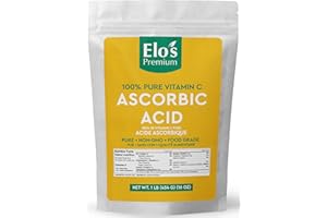 Ascorbic Acid (1lb) By Elo’s Premium | Packaged In Canada| 100% All-Natural Pure Vitamin C| Non-GMO, Vegan, Gluten Free, and 