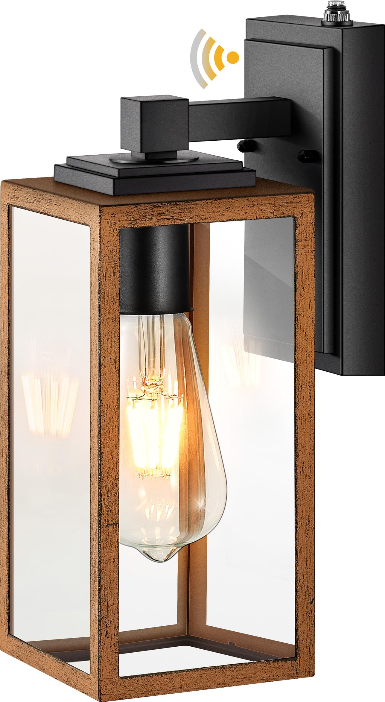Photo 1 of VIANIS Dusk to Dawn Wall Lights, Wood Grain Exterior Light Fixture, Clear Glass Garage Light, Modern Outdoor Lights Sconce with Waterproof, Anti-Rust, Weather Resistant for Patio, E26 Socket