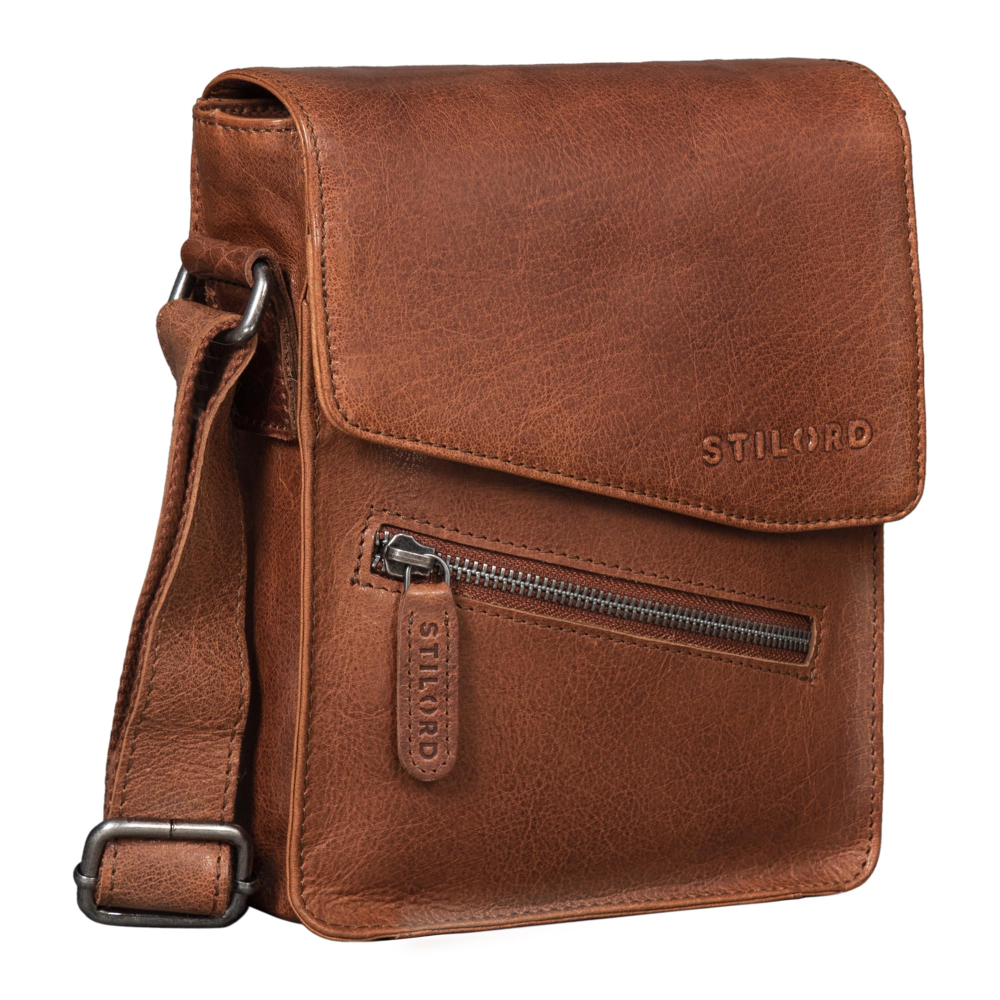 STILORD "Steve" Mens Leather Messenger Bag Brown Small Shoulder Bag for Men Vintage Cross Body Bag for 8 inch Tablets Satchel Genuine Leather Colour:maraska - Brown