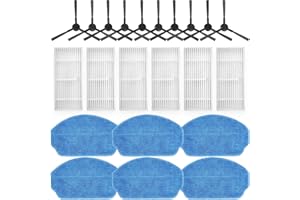 VACKING Replacement Parts Compatible for MAMNV/ZCWA BR151 BR150, for iMartine/Teendow/ZC WAS/UMMUND BR151, for MANVINS G20, for Kilgone G20, for bObsweep Charlotte Vacuum: 6 Mop Pad,6 Filter,10 Side Brush