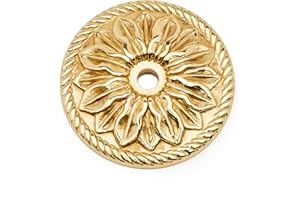 RK International RKI 482-Polished R.K. International BP 482 Flower Knob Backplate, Polished Brass