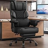 Vonesse Big and Tall Office Chair, Computer Chair with Soft Adjustable Armrests, Ergonomic High Back Gaming Chair with Lumbar Support, Executive Chairs with Footrest (PU Leather + Mesh Fabric,Black)