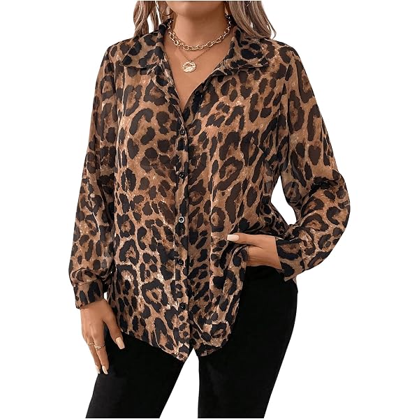 Top Tendance Chemisier Femme GORGLITTER - Motif Léopard - Manches Bouffantes - Bureau & Sortie Haut Motif Léopard Top Tendance Chemisier Femme GORGLITTER - Motif Léopard - Manches Bouffantes - Bureau & Sortie Haut Motif Léopard