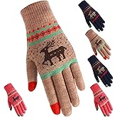 3 Pairs Christmas Winter Touchscreen Gloves Texting Stretch Knitted Mechanic Warm Gloves for Women Men