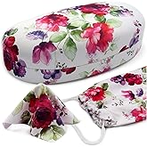 MyEyeglassCase Hard Sunglasses case - Women Glasses Case Holder - Large Durable Eyeglass Case Hard Shell with Pouch & Cloth