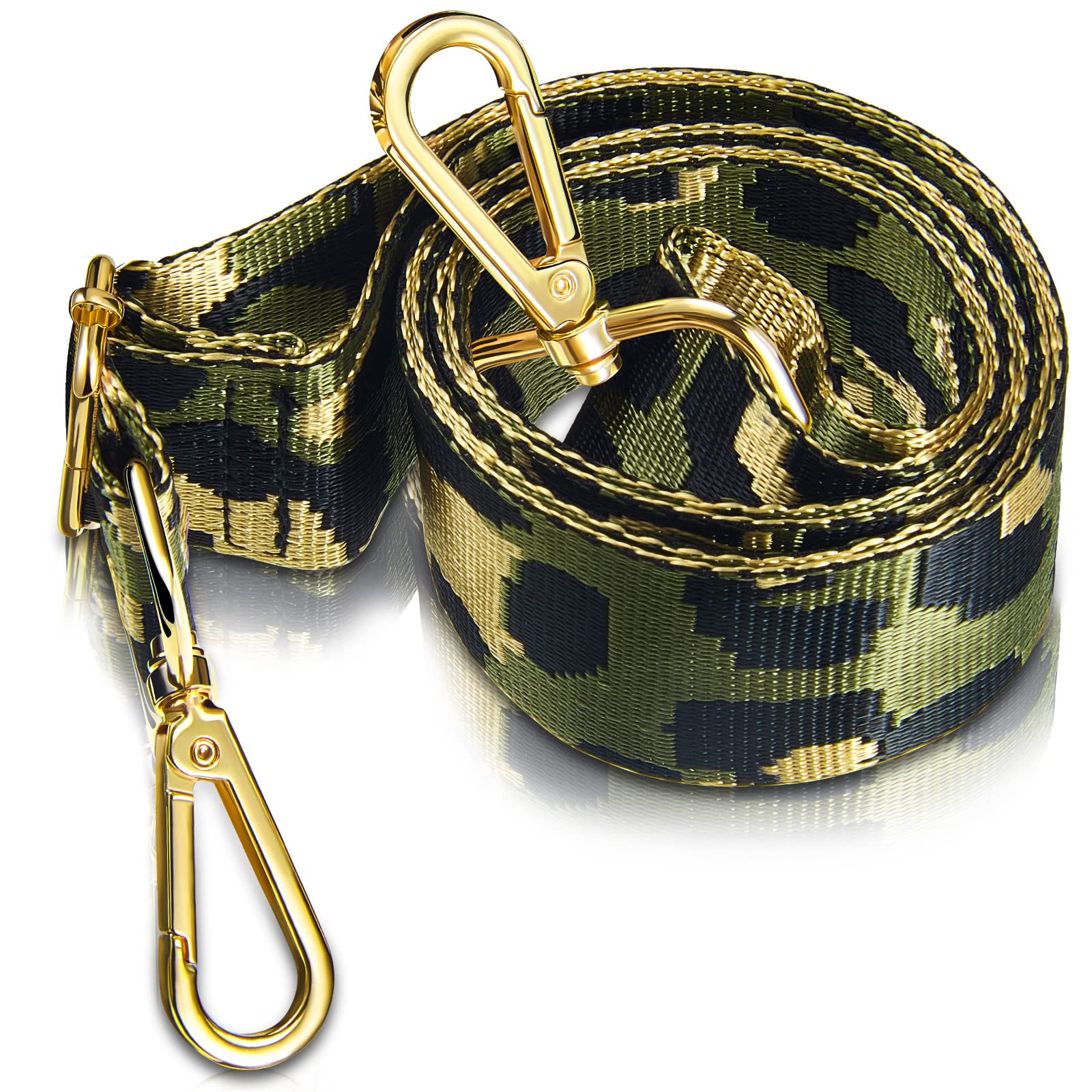 Leopard Print Replacement Handbag Straps Wide Shoulder Bag Straps for Handbags Adjustable Crossbody Bag Straps with Clips for Women (Green)