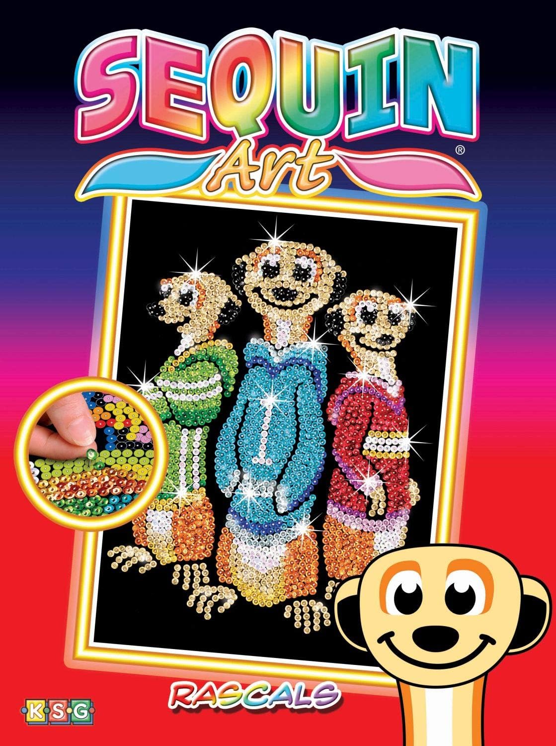 KSG Arts and Crafts Junior Sequin Art Meerkats Picture Kit